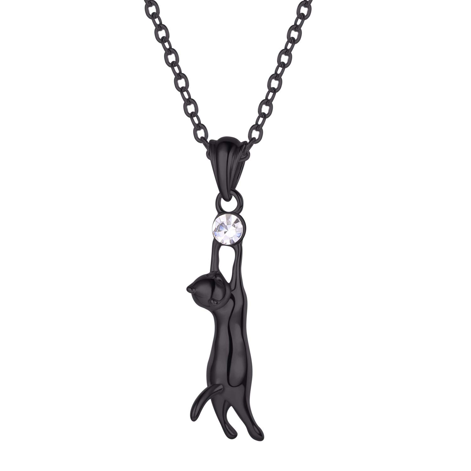 Rockyu Brand Necklace for Women Cat Black Zirconia Sparkly Cute Cat Catch Pendant Finish Elegant Birthday Anniversary Fashion Jewelry Gift чорний
Rockyu Brand Necklace for Women Cat Black Zirconia Sparkly Cute Cat Catch Pendant Finish Elegant Birthday Anniversary Fashion Jewelry Gift чорний