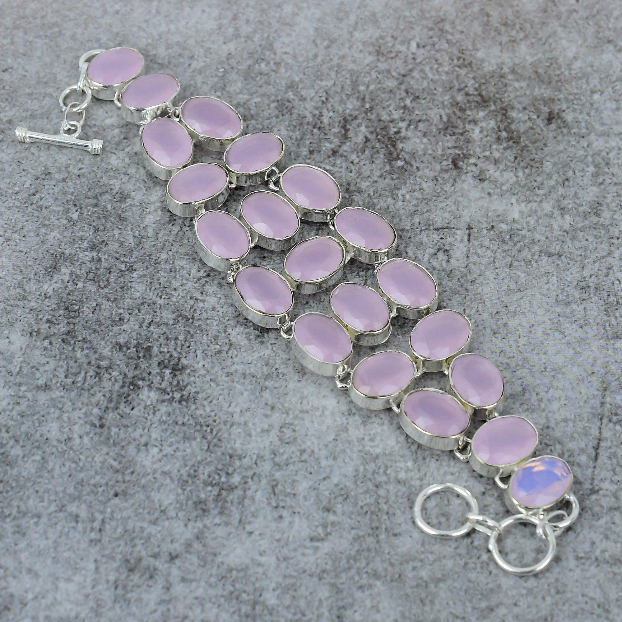 Pink Chalcedony Gemstone Handmade 925 Sterling Silver Bracelet 7-8 M-307
Pink Chalcedony Gemstone Handmade 925 Sterling Silver Bracelet 7-8 M-307