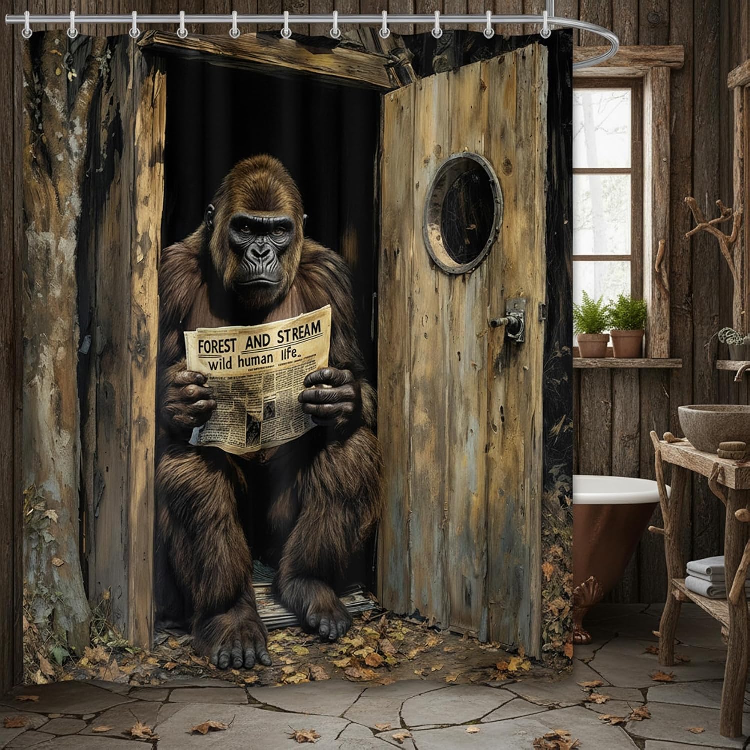 Funny Gorilla Printed Shower Curtain Fancy Humor Chimpanzee Reading Newspaper For Bathroom Decor W60H190(CM)-1 Pcs
Funny Gorilla Printed Shower Curtain Fancy Humor Chimpanzee Reading Newspaper For Bathroom Decor W60H190(CM)-1 Pcs