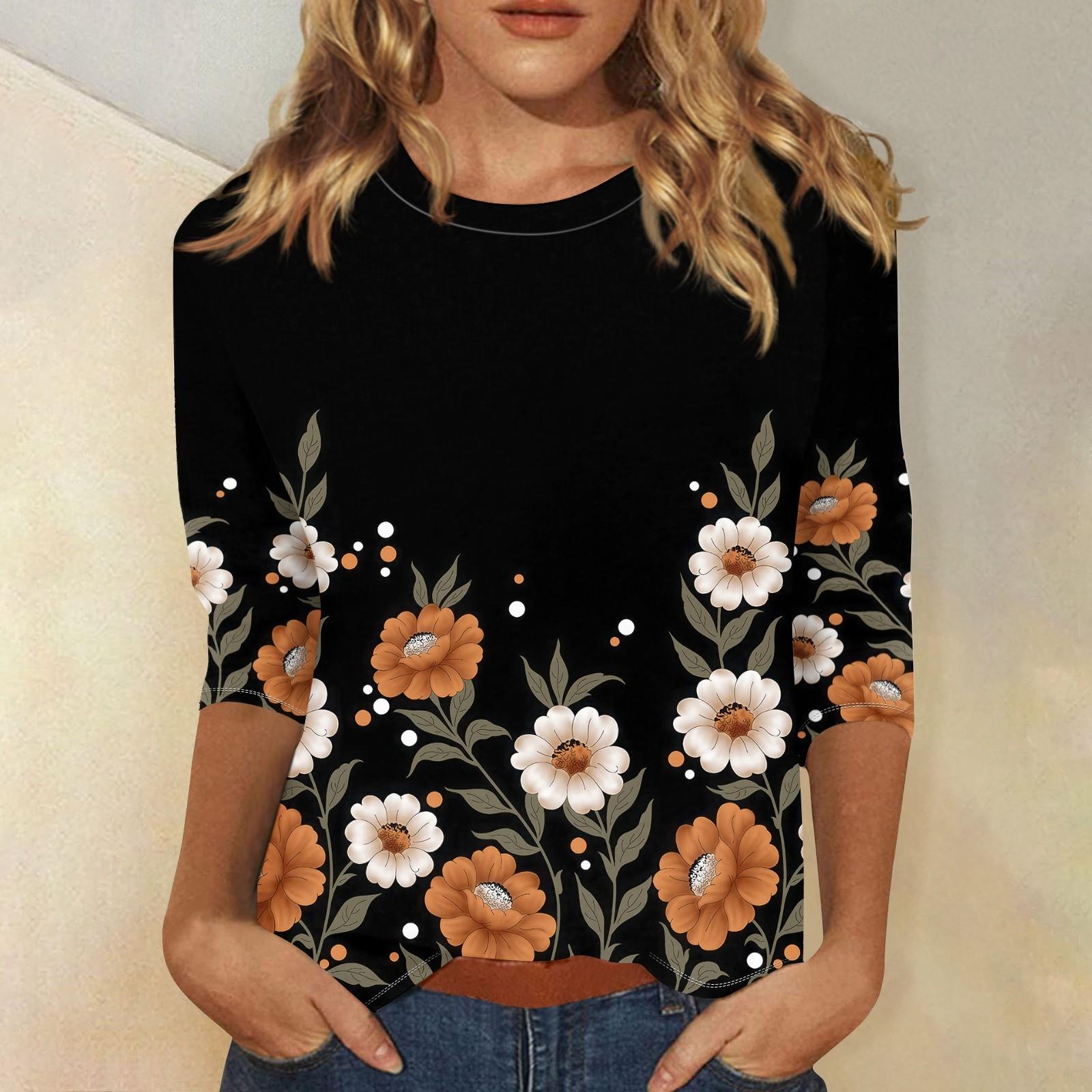 Женская модная футболка с цветочным принтом и круглым вырезом, рукав три четверти, повседневный топ L чёрный
Женская модная футболка с цветочным принтом и круглым вырезом, рукав три четверти, повседневный топ L чёрный