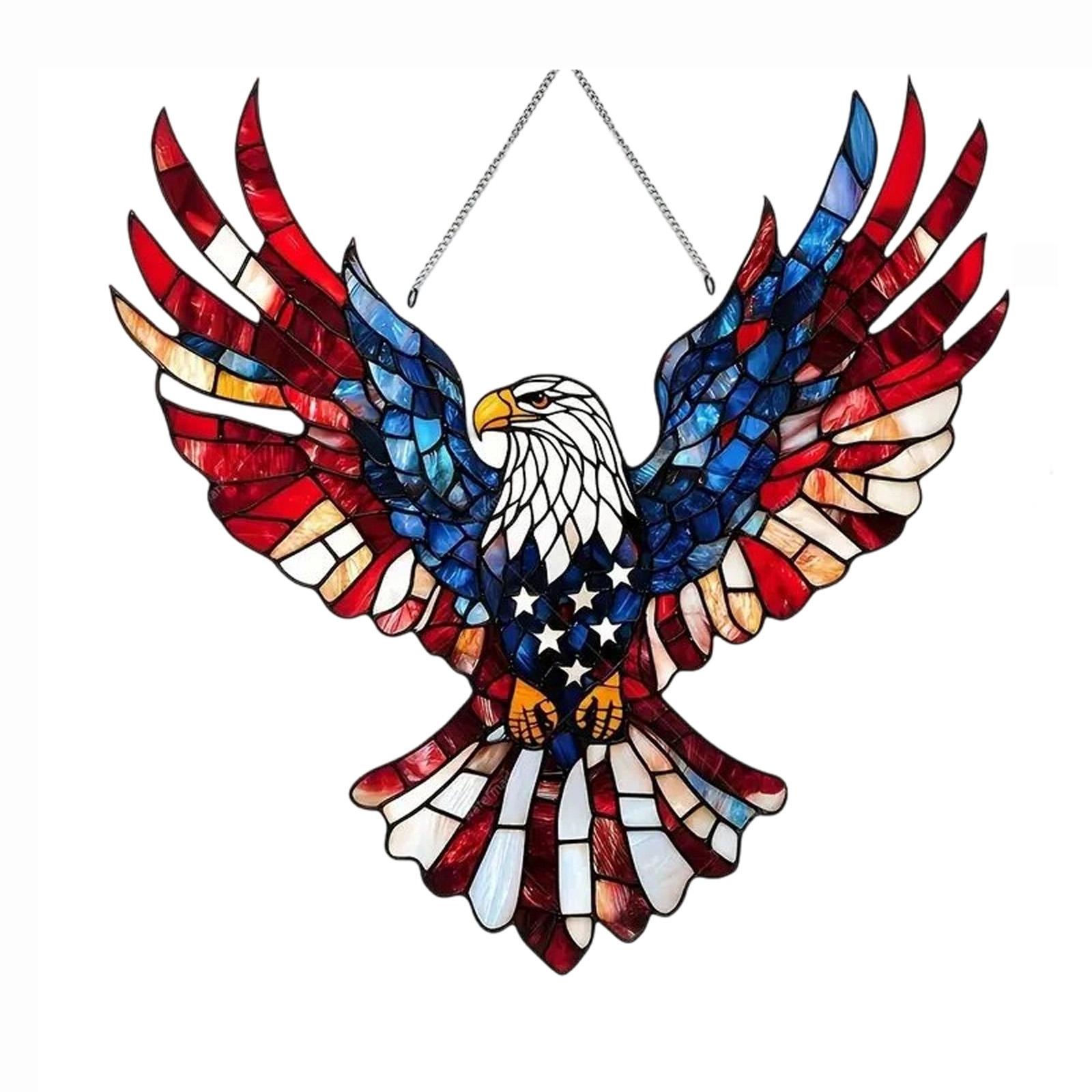 Stained Glass Eagle Suncatcher Hanging Decoration with Chain Patriotic Design for Window Wall or Garden Display One Size
Stained Glass Eagle Suncatcher Hanging Decoration with Chain Patriotic Design for Window Wall or Garden Display One Size