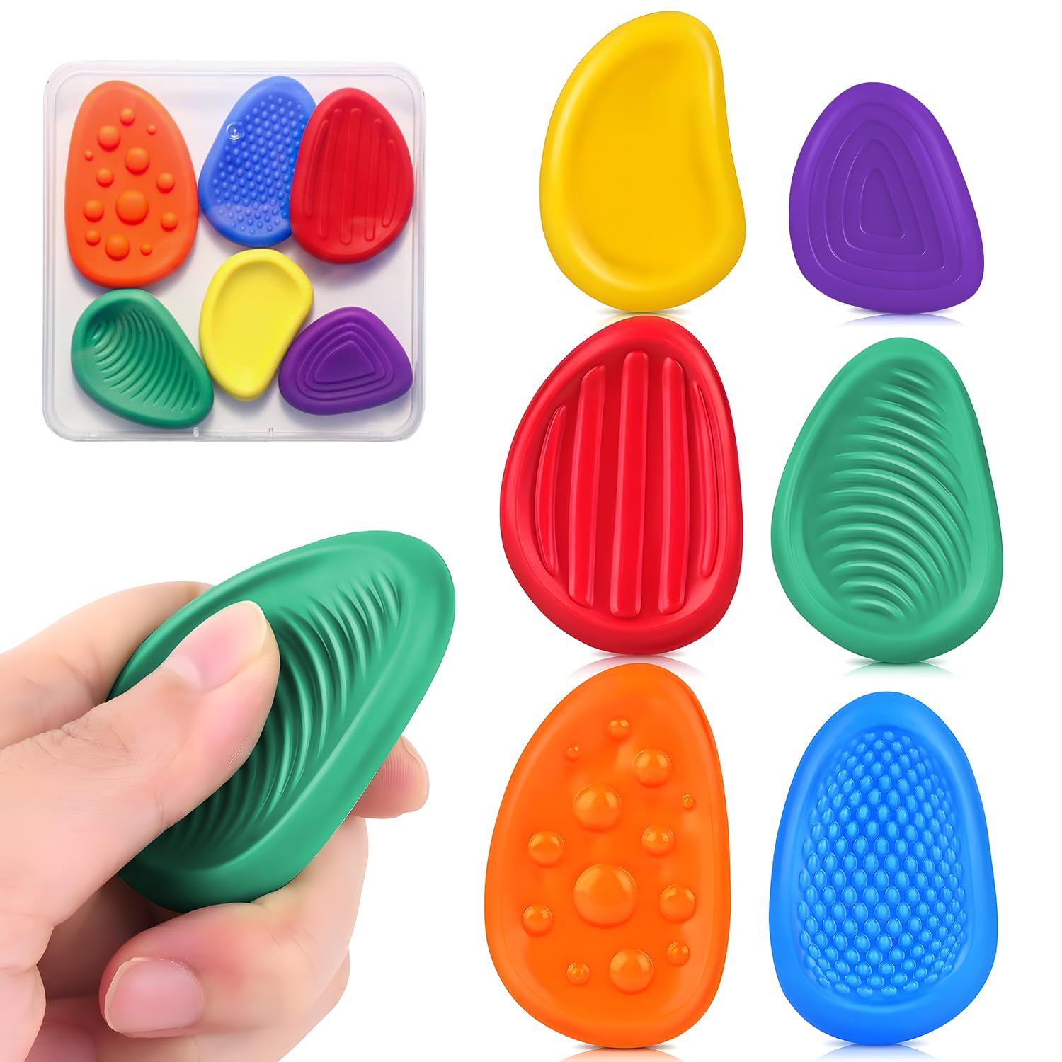 Sensory Stimulation Toys for Set of Silicone Sensory Stone Stress Fidget Pressure Calmness Concentration for Adults and Includes Storage Autism
Sensory Stimulation Toys for Set of Silicone Sensory Stone Stress Fidget Pressure Calmness Concentration for Adults and Includes Storage Autism