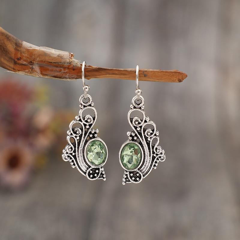 Vintage Copper Color Oval Green Stone Earrings Ethnic Metal Carving Pattern Dangle Earrings for Women Zircon
Vintage Copper Color Oval Green Stone Earrings Ethnic Metal Carving Pattern Dangle Earrings for Women Zircon