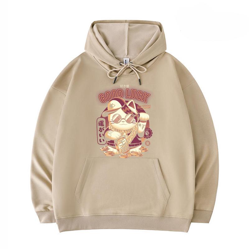 Мужские толстовки Lucky Cat с забавным принтом Harajuku, саржевые толстовки с имитацией хлопка в стиле Харадзюку
Мужские толстовки Lucky Cat с забавным принтом Harajuku, саржевые толстовки с имитацией хлопка в стиле Харадзюку
