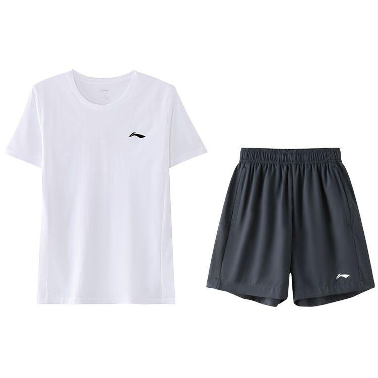 Li-Ning Простые шорты с коротким рукавом и логотипом, повседневный спортивный комплект, мужские комплекты, белый чернильно-серый ATST641-2+AKST633-3 XL
Li-Ning Простые шорты с коротким рукавом и логотипом, повседневный спортивный комплект, мужские комплекты, белый чернильно-серый ATST641-2+AKST633-3 XL