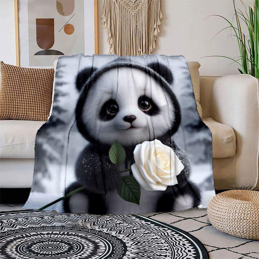 Cute Panda Holding White Rose Winter Snowscape Wall Art Print PosterBlanket Flannel Throw Blanket for Sofa, Bed, Travel, Camping, Office, Co 150x180cm
Cute Panda Holding White Rose Winter Snowscape Wall Art Print PosterBlanket Flannel Throw Blanket for Sofa, Bed, Travel, Camping, Office, Co 150x180cm