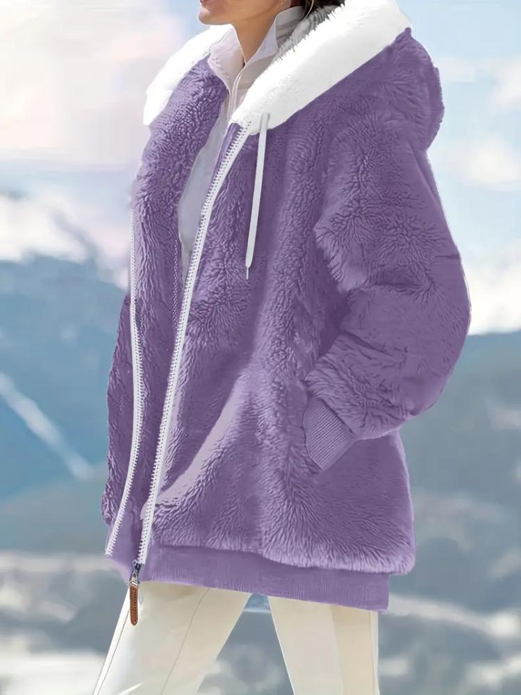 Жіноча плюшева куртка з капюшоном зі штучного хутра - Вільне пальто в кольорову блочну клітку, З довгим рукавом, Зимове, Тепле, Жіночі зимові пальта, Можна прати в машині 5XL фіолетовий
Жіноча плюшева куртка з капюшоном зі штучного хутра - Вільне пальто в кольорову блочну клітку, З довгим рукавом, Зимове, Тепле, Жіночі зимові пальта, Можна прати в машині 5XL фіолетовий
