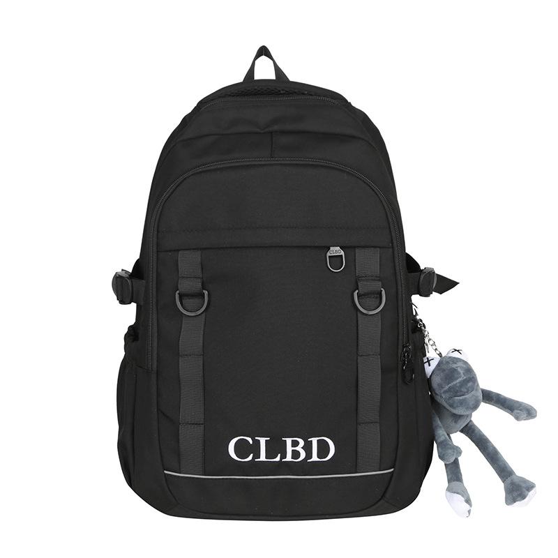 Однотонный школьный женский рюкзак, мужской рюкзак большой емкости чёрный