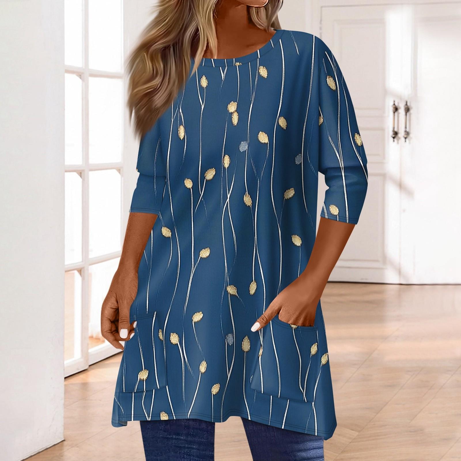 3/4 рукава кармана топы для женщин футболка повседневный принт средней длины топы футболка круглый вырез пуловер блузка XL
3/4 рукава кармана топы для женщин футболка повседневный принт средней длины топы футболка круглый вырез пуловер блузка XL