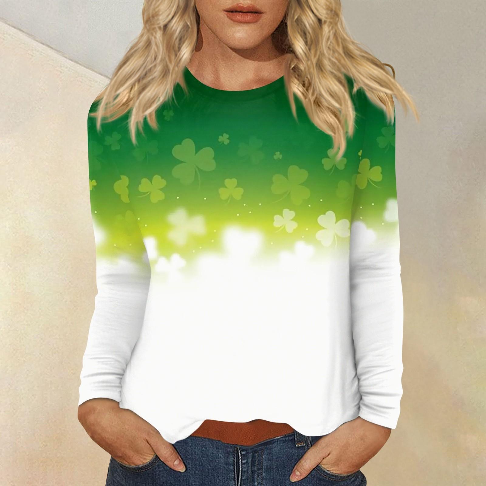 Жіночі повсякденні кежуали з довгим рукавом St. Топ з круглим вирізом і принтом до Дня Святого Патрика XL білий
Жіночі повсякденні кежуали з довгим рукавом St. Топ з круглим вирізом і принтом до Дня Святого Патрика XL білий