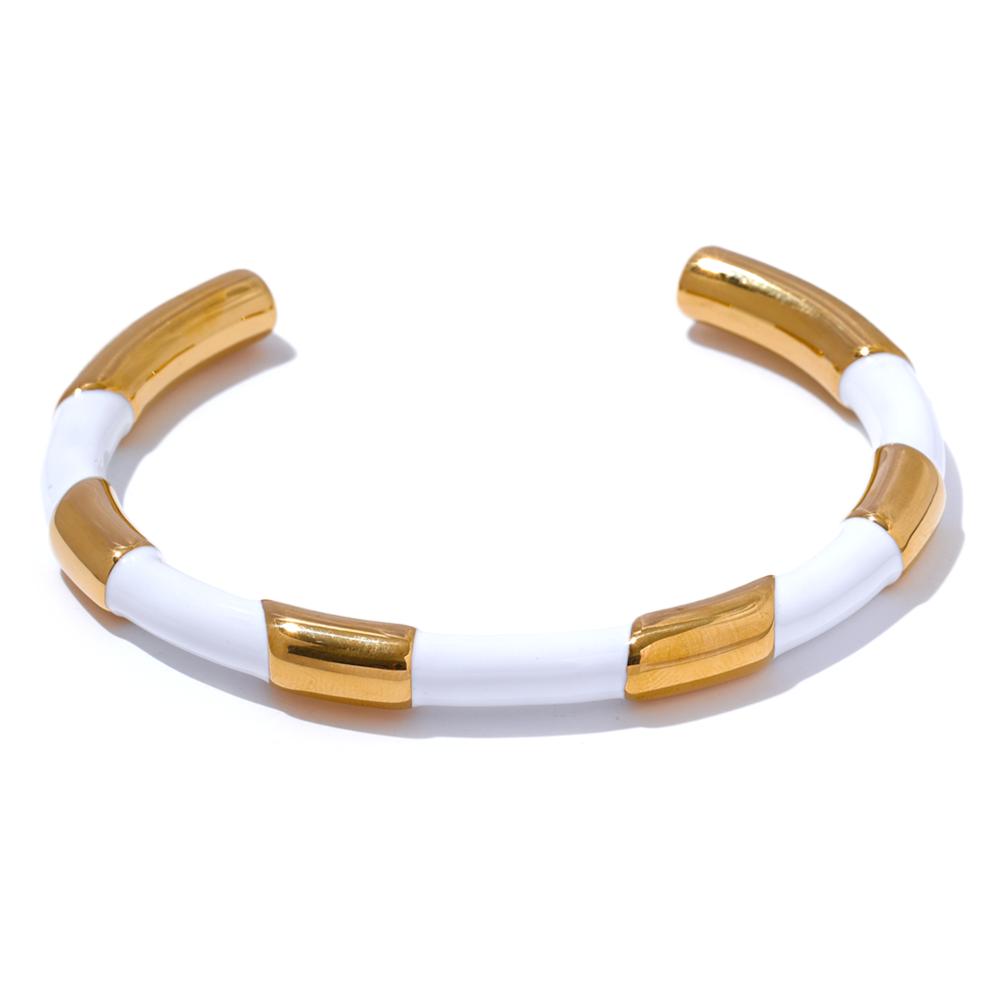 Yhpup Black White Enamel Metal Stainless Steel Cuff Open Hand Bangles Bracelet for Women Texture Trendy Wrist Jewelry
Yhpup Black White Enamel Metal Stainless Steel Cuff Open Hand Bangles Bracelet for Women Texture Trendy Wrist Jewelry