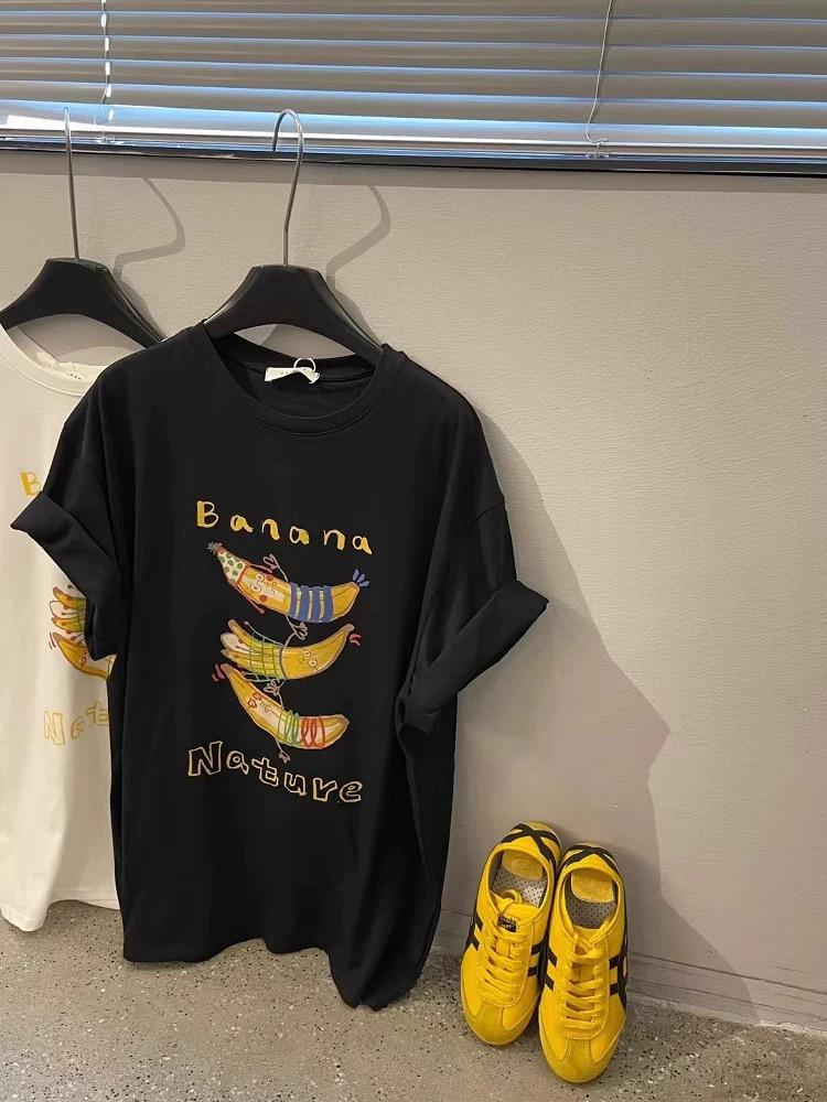 Plus Size Cartoon Banana Print Cotton T-shirt for Women - Korean Summer Style, Loose Fit, Short Sleeve XL чорний
Plus Size Cartoon Banana Print Cotton T-shirt for Women - Korean Summer Style, Loose Fit, Short Sleeve XL чорний