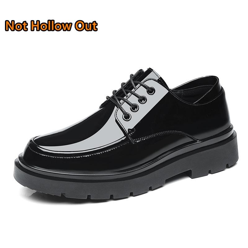 Летняя лакированная мужская обувь больших размеров, повседневная деловая формальная обувь на толстой подошве с перфорацией, дышащая, для вечеринок, офисная, оксфорды 38