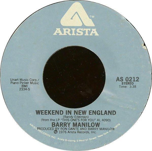 7inch Record BARRY MANILOW - Weekend In New England AS0212 Arista 1976 US Pop Used
7inch Record BARRY MANILOW - Weekend In New England AS0212 Arista 1976 US Pop Used