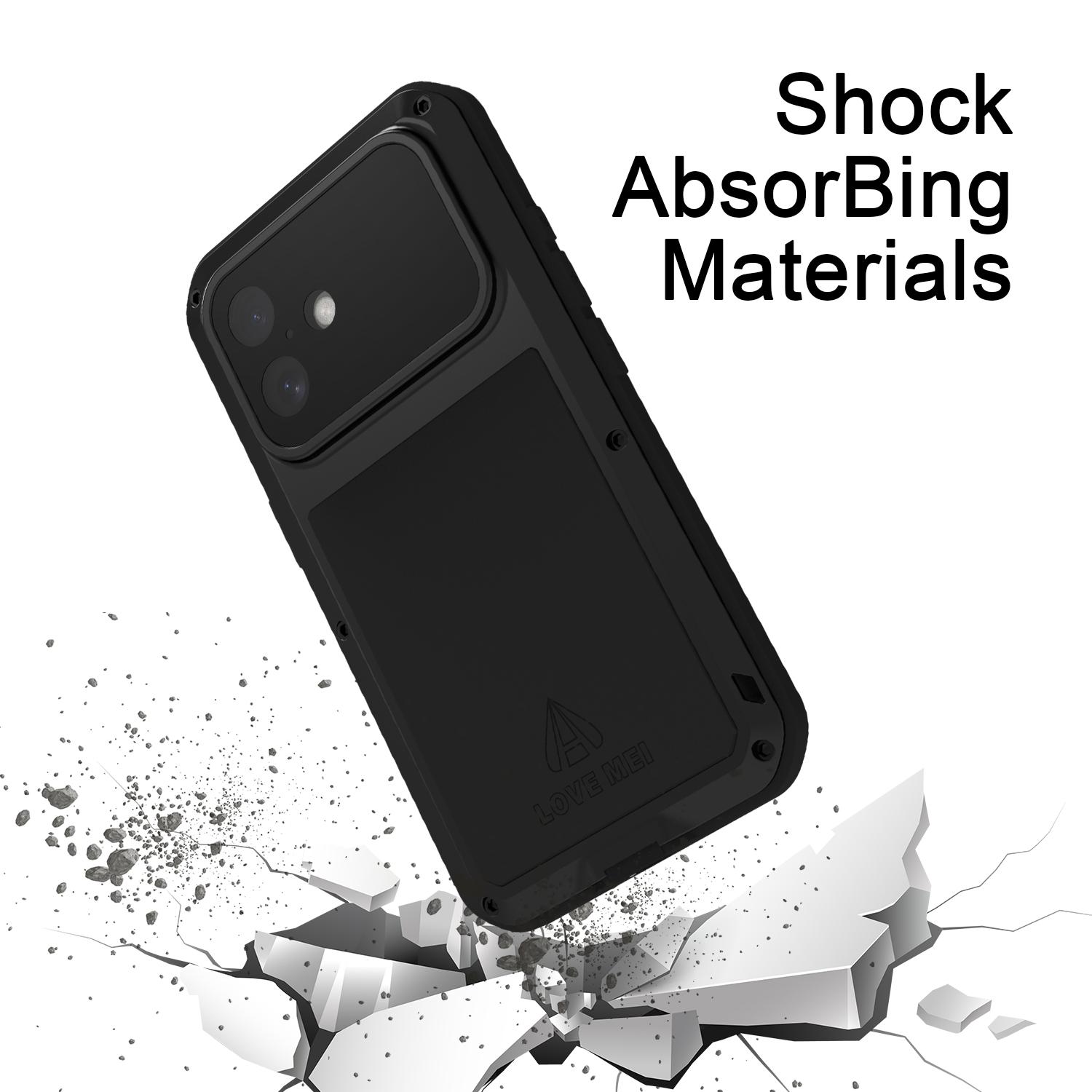 LOVE MEI For iPhone 16 Case Tempered Glass Screen Protector Metal+Silicone Phone Cover Black
LOVE MEI For iPhone 16 Case Tempered Glass Screen Protector Metal+Silicone Phone Cover Black