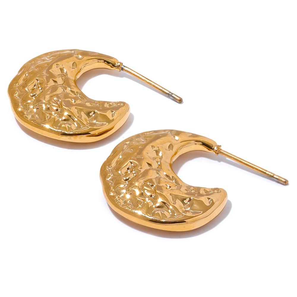 Yhpup Vintage Hammer Stainless Steel Metal Geometric Waterproof Earrings Fashion Texture Moon Stylish Charm Jewelry for Women
Yhpup Vintage Hammer Stainless Steel Metal Geometric Waterproof Earrings Fashion Texture Moon Stylish Charm Jewelry for Women