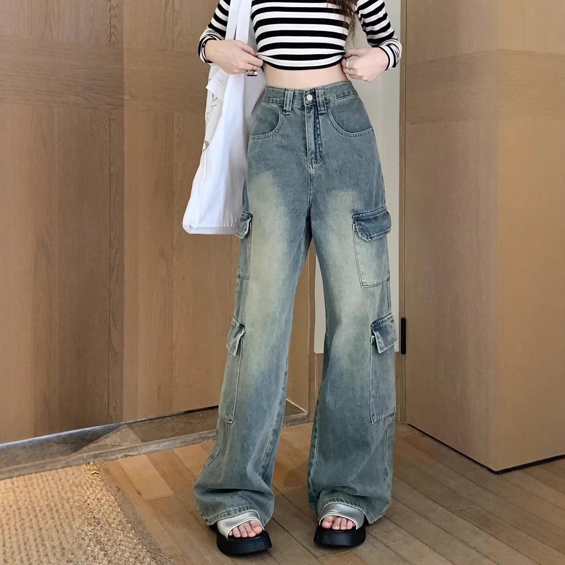 2025 Korean Style High Waist Wide Leg Cargo Jeans for Women - Slimming, Loose, Straight Leg, Floor-Length Pants XL: Height 155-165cm (121-131lbs)
2025 Korean Style High Waist Wide Leg Cargo Jeans for Women - Slimming, Loose, Straight Leg, Floor-Length Pants XL: Height 155-165cm (121-131lbs)