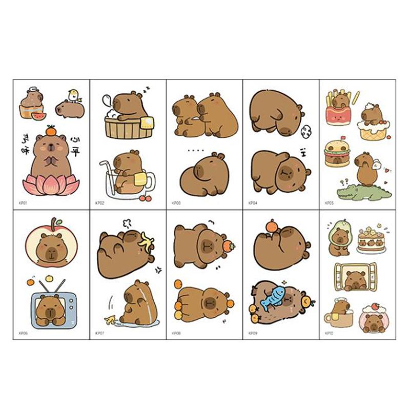 10 листов временных татуировок Capybara наклейки для детей Капибара День рождения Товары для вечеринок Украшения Поддельные татуировки Сувениры для вечеринок
10 листов временных татуировок Capybara наклейки для детей Капибара День рождения Товары для вечеринок Украшения Поддельные татуировки Сувениры для вечеринок