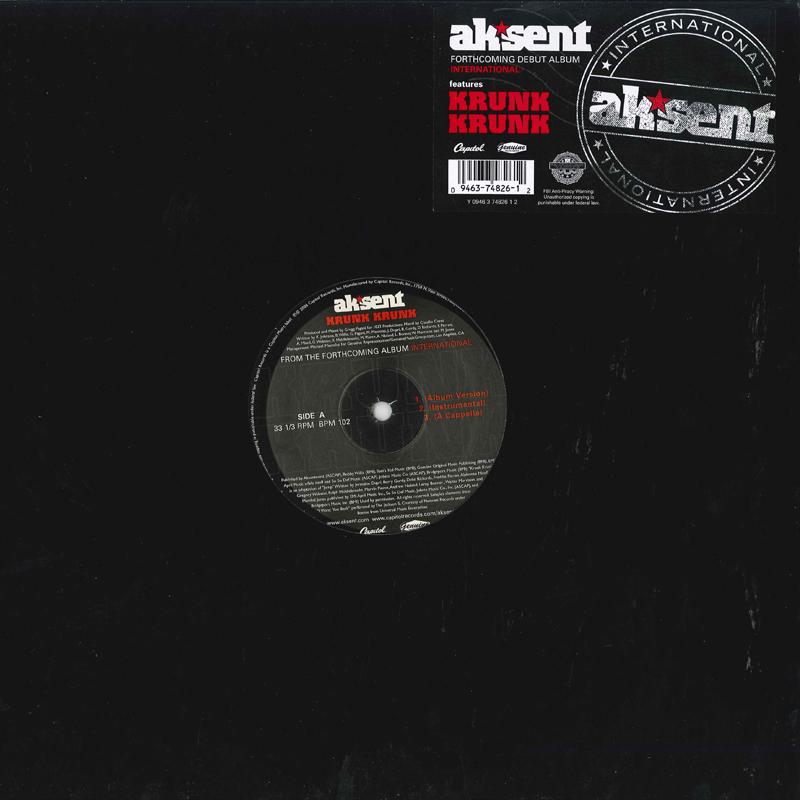 12inch Record AK SENT - Krunk Krunk Y094637482612 CAPITOL 2006 US Rap & Hip-Hop/R&B Used
12inch Record AK SENT - Krunk Krunk Y094637482612 CAPITOL 2006 US Rap & Hip-Hop/R&B Used