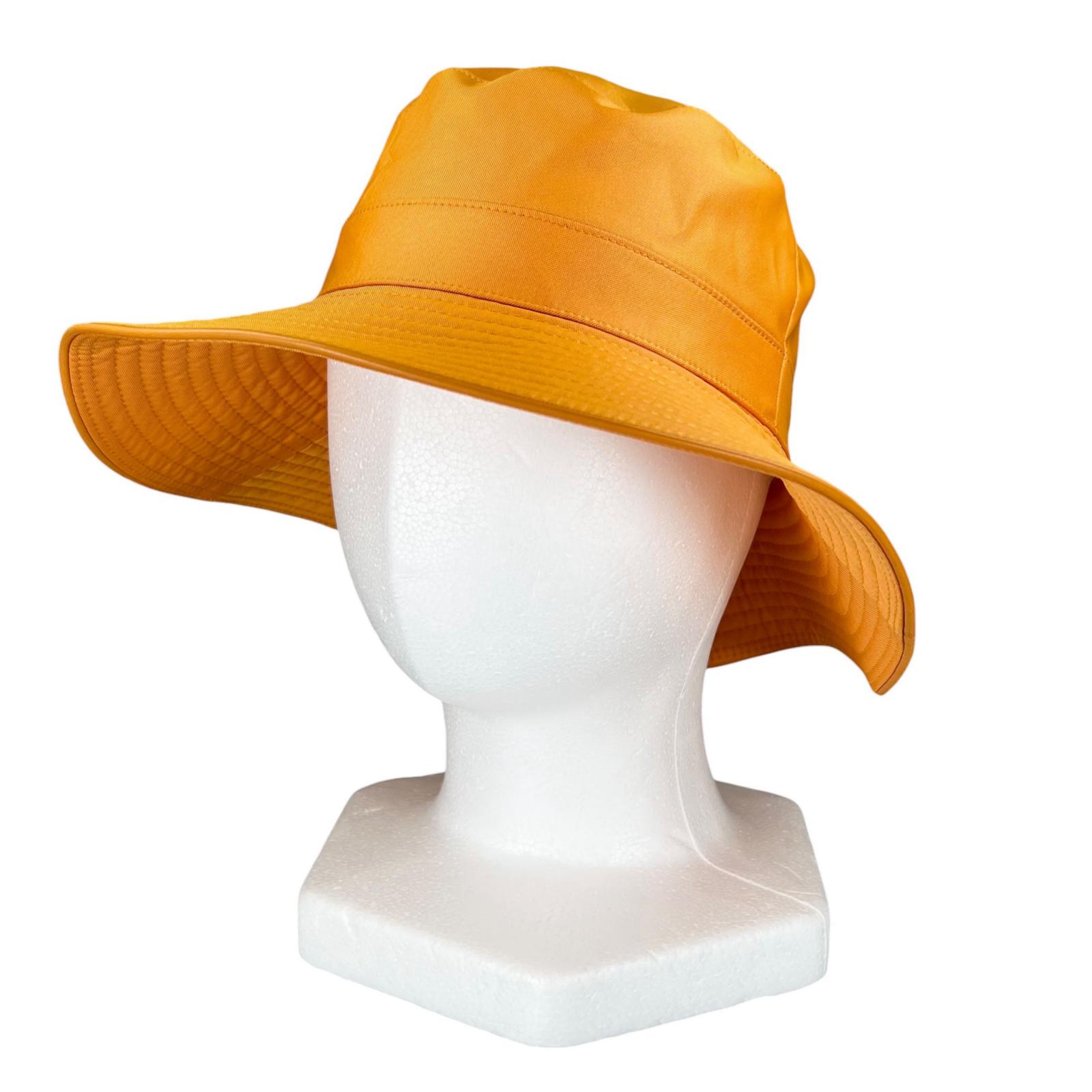 Pristine HERMES hat H logo embroidered down brim bucket Orange polyester 56 Used
Pristine HERMES hat H logo embroidered down brim bucket Orange polyester 56 Used
