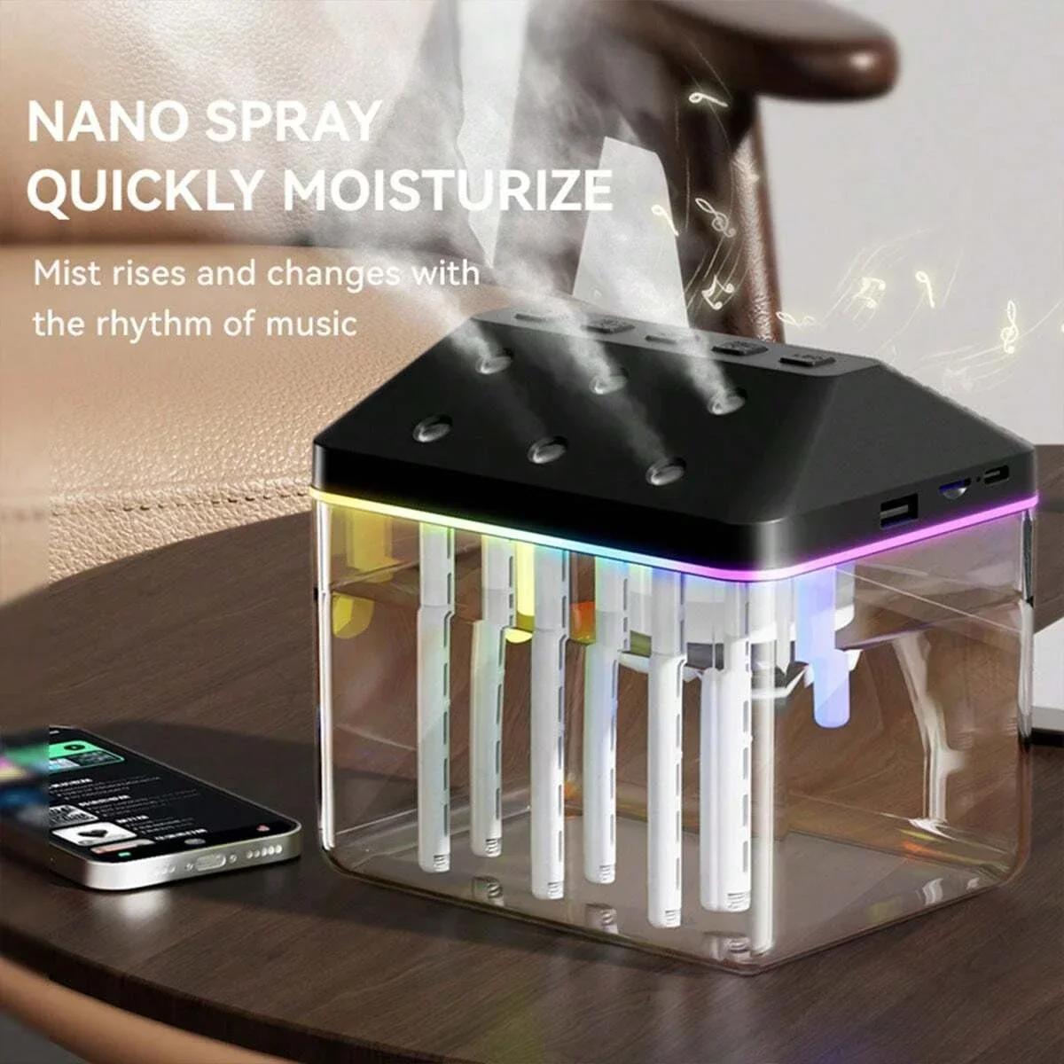 New 900ML 6-Nozzle Musical Humidifier, Bluetooth Speaker & Desktop Mist Humidifier Combo With colorful Light for Home Office Use
New 900ML 6-Nozzle Musical Humidifier, Bluetooth Speaker & Desktop Mist Humidifier Combo With colorful Light for Home Office Use