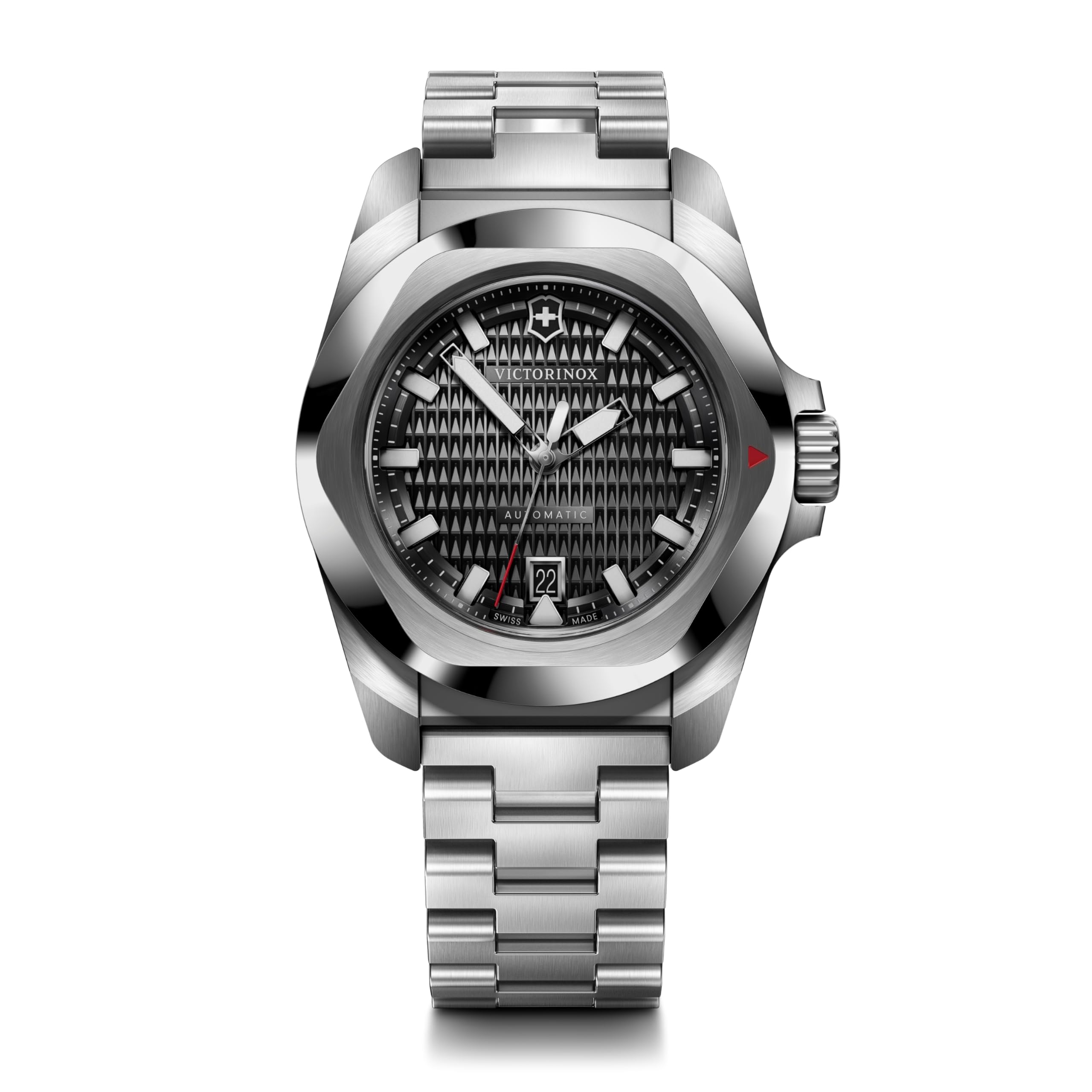 VICTORINOX I.N.O.X. Automatic Watch, Analog, Waterproof, Men s, Automatic, Black Dial, Stainless Steel Bracelet, Stainless Steel Case (316L), Strap
VICTORINOX I.N.O.X. Automatic Watch, Analog, Waterproof, Men s, Automatic, Black Dial, Stainless Steel Bracelet, Stainless Steel Case (316L), Strap