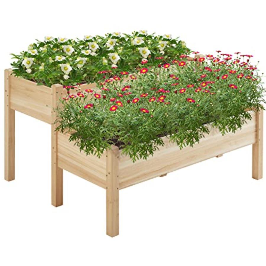 47x41x30in Wooden Raised Garden Bed for Herb with 2 Tiers Elevated Planter Outdoor Garden Box with Legs and Drainage Holes in N United States
47x41x30in Wooden Raised Garden Bed for Herb with 2 Tiers Elevated Planter Outdoor Garden Box with Legs and Drainage Holes in N United States