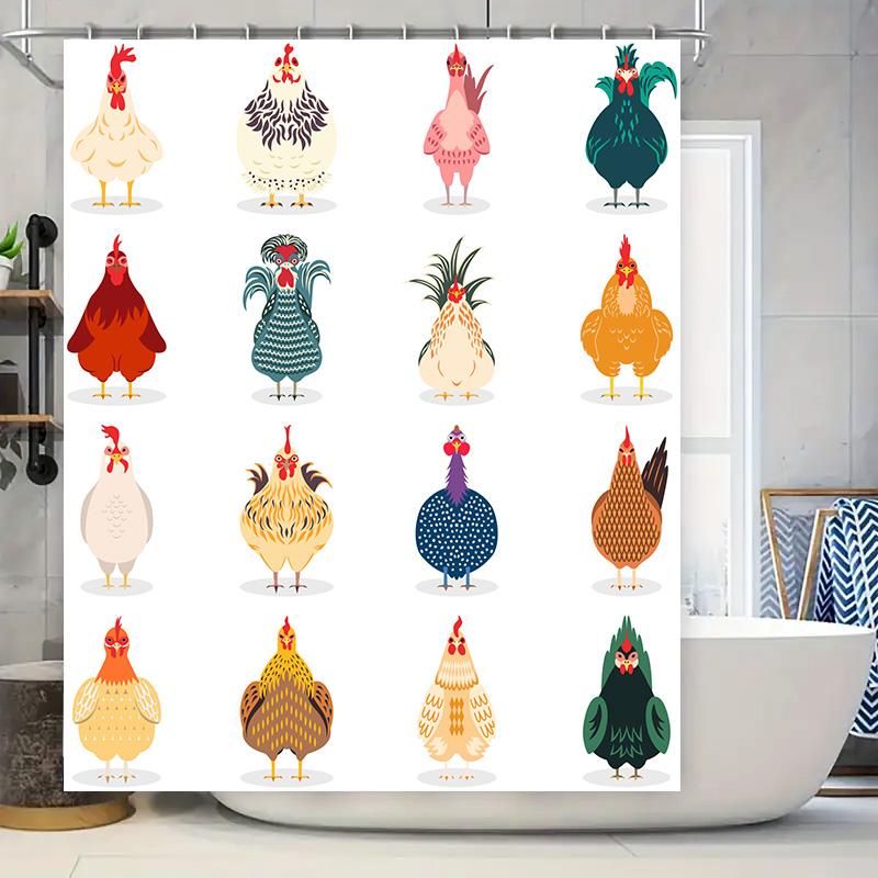 Chicken-Themed Shower Curtain Set With 12 Designs Featuring Roosters And Hens In Various Colors And Styles For Bathroom Decor, E W60H190(CM)-1 Pcs
Chicken-Themed Shower Curtain Set With 12 Designs Featuring Roosters And Hens In Various Colors And Styles For Bathroom Decor, E W60H190(CM)-1 Pcs
