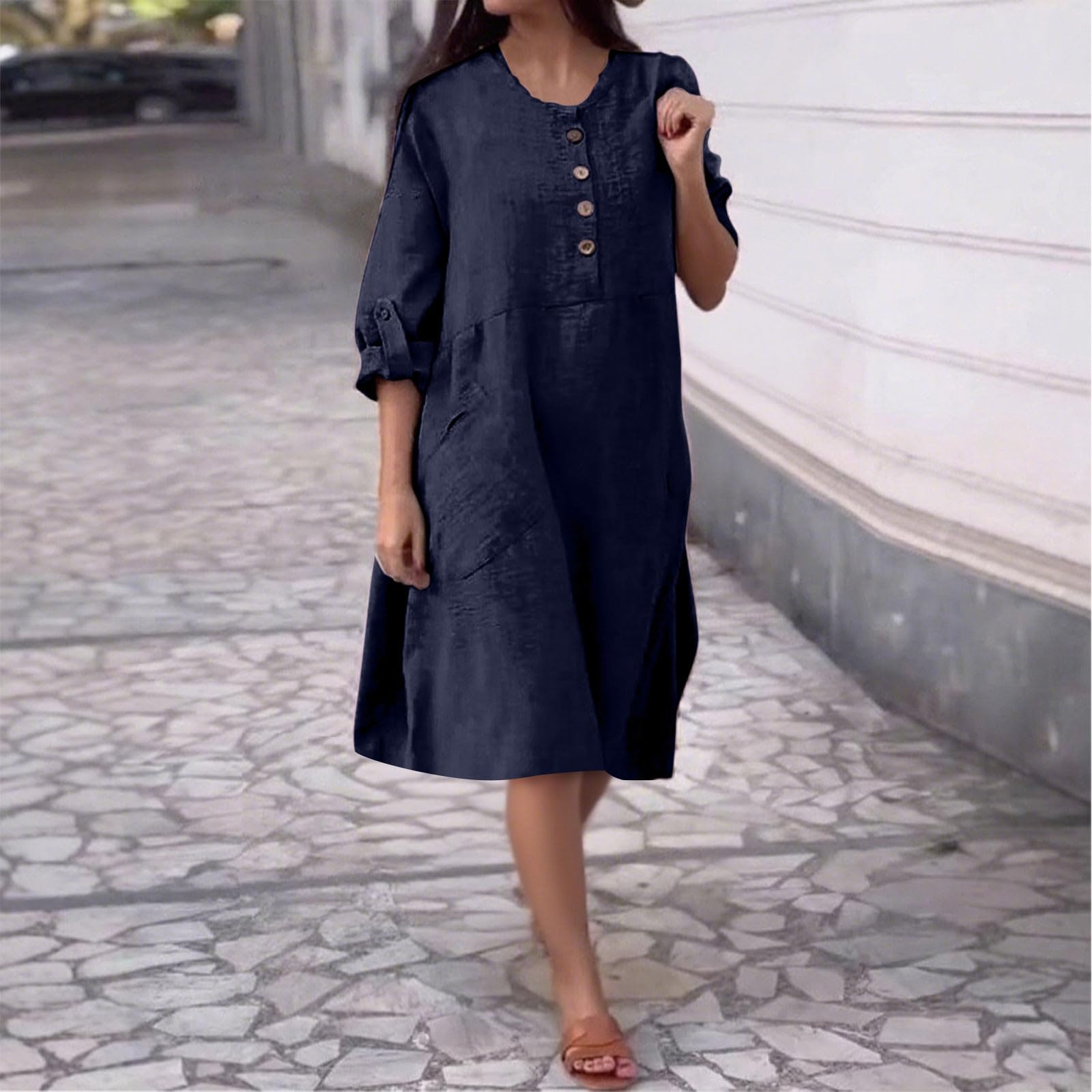 Women s fashionable casual -color dress XXL Темно-синій
Women s fashionable casual -color dress XXL Темно-синій