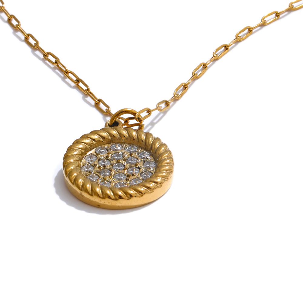 Yhpup Exquisite Stainless Steel Shiny Cubic Zirconia Round Necklace Pendant 18K Gold Color PVD Plated Chic Jewelry Daily Gift
Yhpup Exquisite Stainless Steel Shiny Cubic Zirconia Round Necklace Pendant 18K Gold Color PVD Plated Chic Jewelry Daily Gift