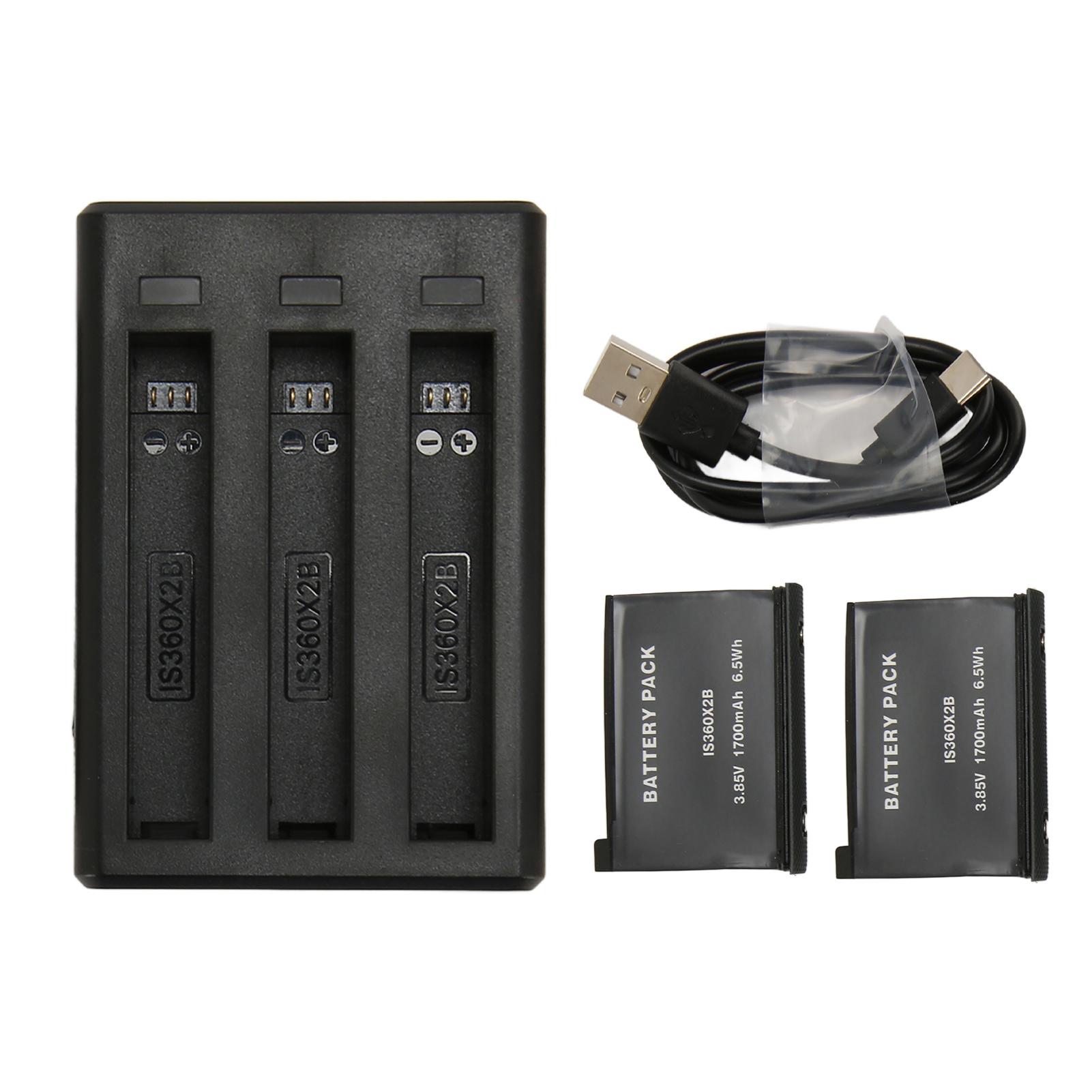 Action Camera Battery Charger 3 Slots Charger for Insta 360 ONE X2 with Type C Charge Cable and
Action Camera Battery Charger 3 Slots Charger for Insta 360 ONE X2 with Type C Charge Cable and