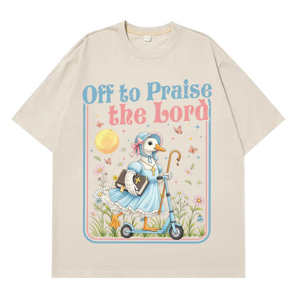 Off To Praise The Lord Funny Goose Christian Meme Tshirt Unisex Women Short-sleeved Fashion T-shirt Cotton Aesthetic Loose T-shirts 4XL
Off To Praise The Lord Funny Goose Christian Meme Tshirt Unisex Women Short-sleeved Fashion T-shirt Cotton Aesthetic Loose T-shirts 4XL