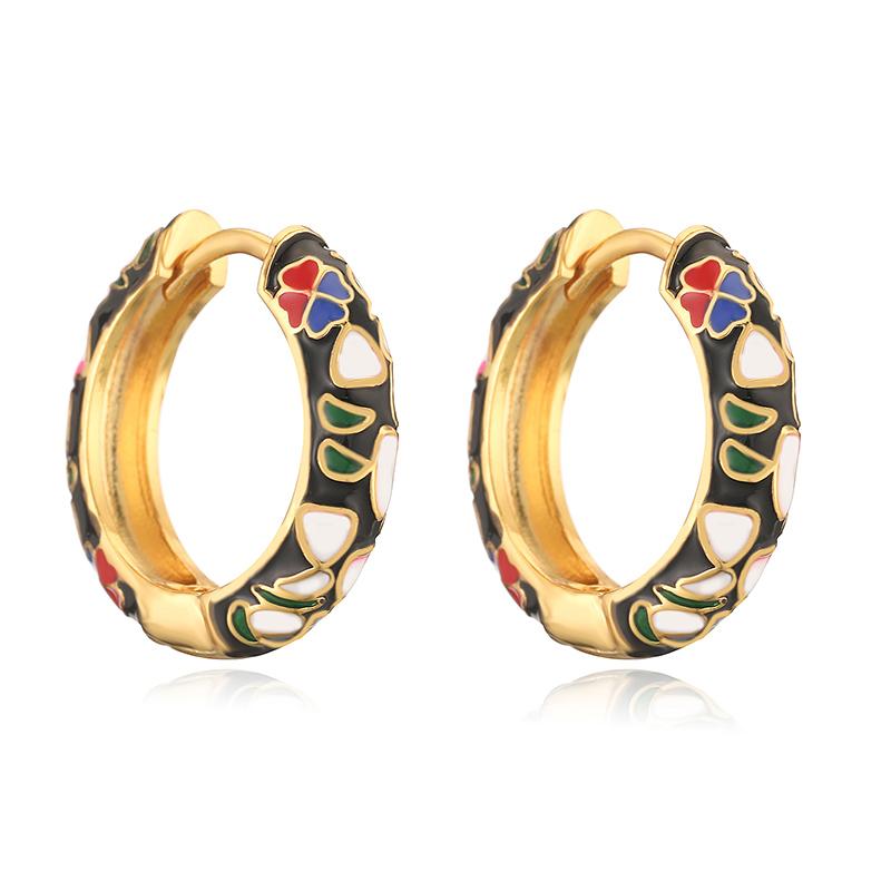 HECHENG, Colorful Flower Small Hoop Earrings Metal Enamel Flowers and Plants Circle Huggie Hoops Female Trendy Zircon Gift чорний
HECHENG, Colorful Flower Small Hoop Earrings Metal Enamel Flowers and Plants Circle Huggie Hoops Female Trendy Zircon Gift чорний