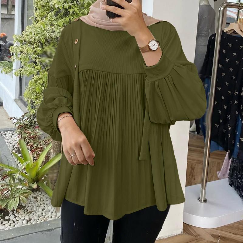 ZANZEA Женская повседневная блузка с круглым вырезом и длинным рукавом, свободная, плиссированная 5XL армия зеленый
ZANZEA Женская повседневная блузка с круглым вырезом и длинным рукавом, свободная, плиссированная 5XL армия зеленый