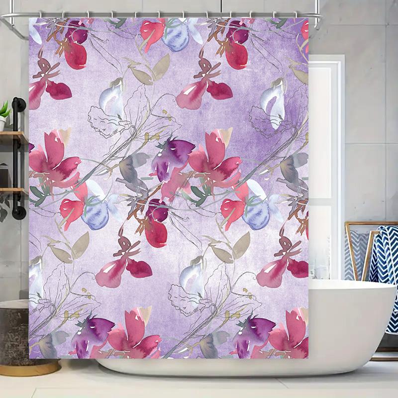 Luxury Print Shower Curtain Waterproof Bath Decorative Liner Purple Flowers Pink Red White Floral Pattern Bathroom Decoration W60H190(CM)-1 Pcs
Luxury Print Shower Curtain Waterproof Bath Decorative Liner Purple Flowers Pink Red White Floral Pattern Bathroom Decoration W60H190(CM)-1 Pcs