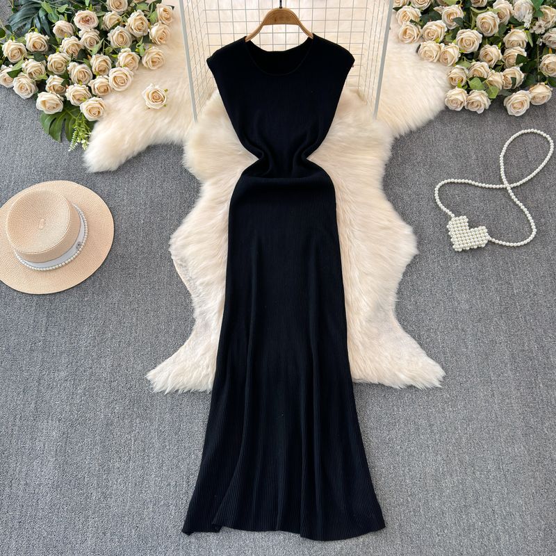 2024 Summer New Arrival Temperament Crew Neck Sleeveless Stretch Waist Hip-Lifting Knitting Dress Mermaid Dress Sheath Dress for Women Black One size
2024 Summer New Arrival Temperament Crew Neck Sleeveless Stretch Waist Hip-Lifting Knitting Dress Mermaid Dress Sheath Dress for Women Black One size