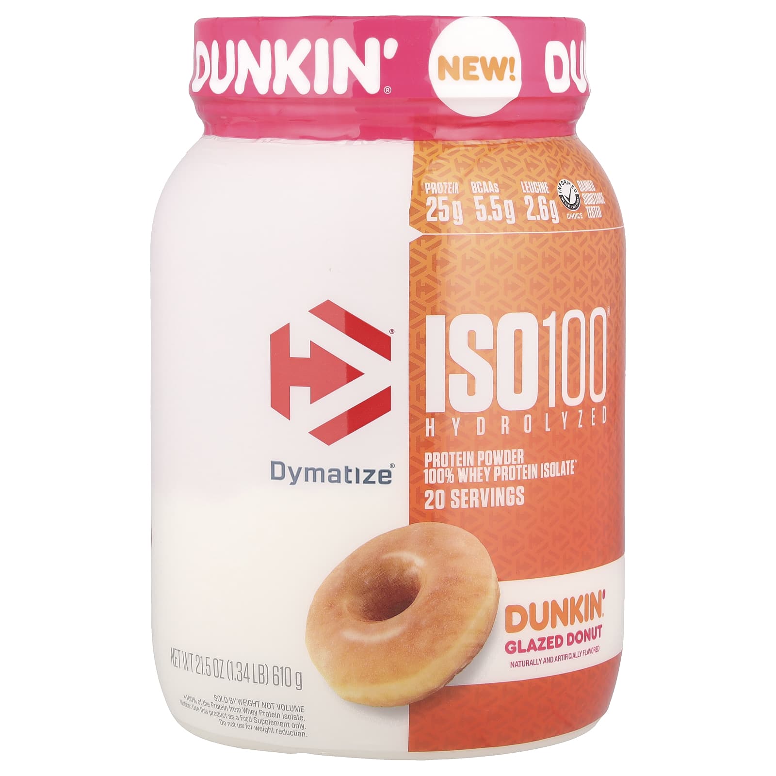 Dymatize, ISO100® Hydrolyzed, 100% Whey Protein Isolate, Dukin® Glazed Donut, 1.34 lb (610 g)
Dymatize, ISO100® Hydrolyzed, 100% Whey Protein Isolate, Dukin® Glazed Donut, 1.34 lb (610 g)