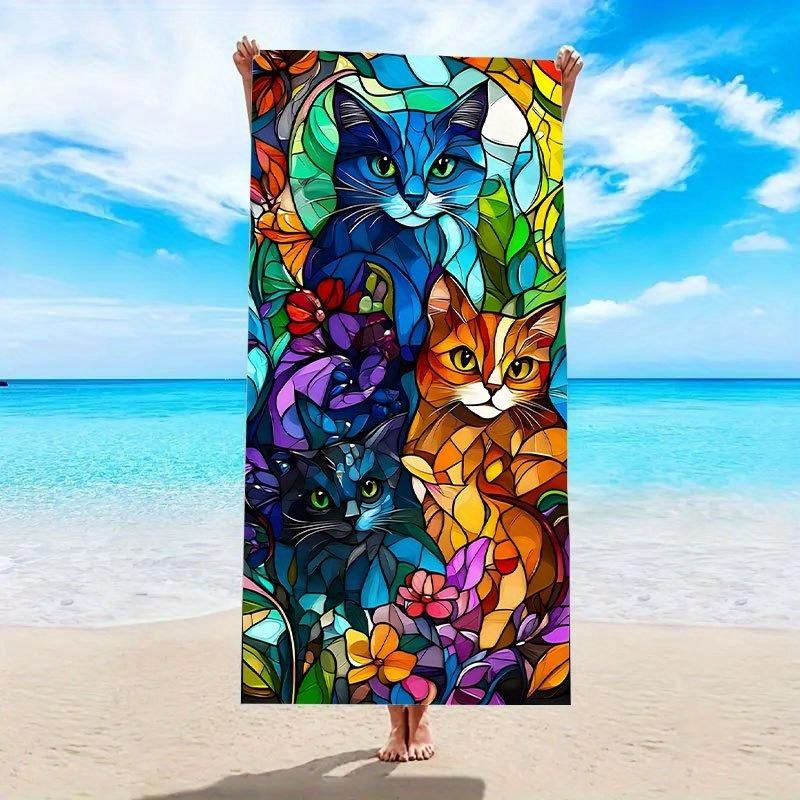 Vibrant Cat-Themed Large Quick-Drying Beach Towel, Polyester Sand Sun Protection for Surfing Swimming W30*H60(CM)
Vibrant Cat-Themed Large Quick-Drying Beach Towel, Polyester Sand Sun Protection for Surfing Swimming W30*H60(CM)