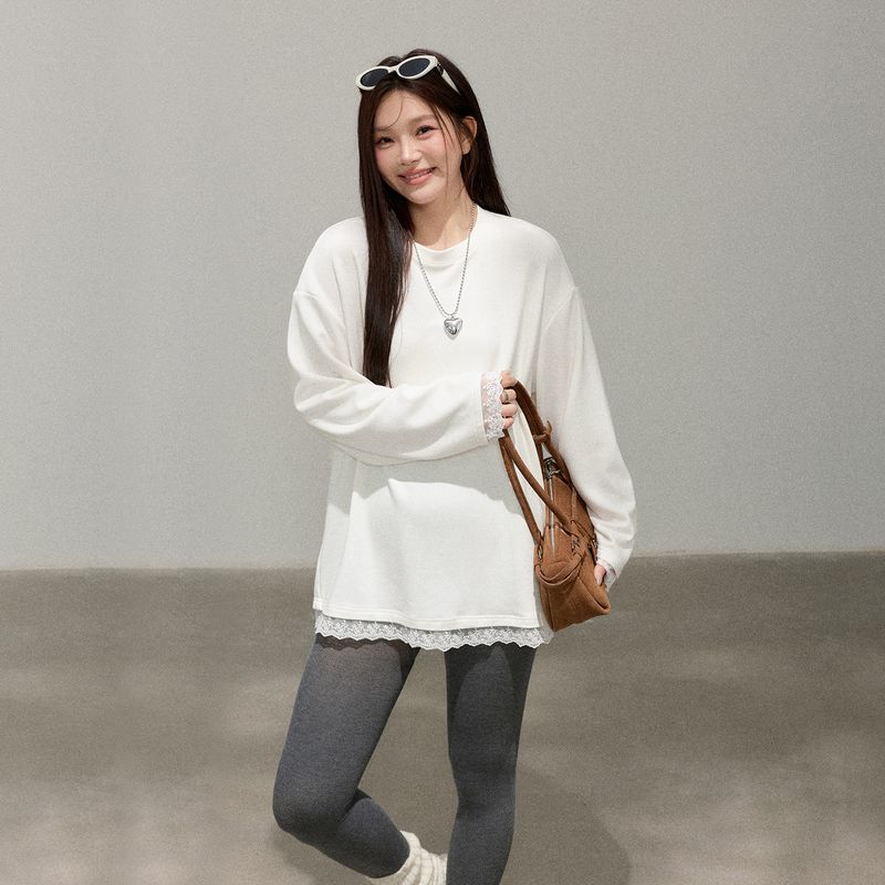 Plus-Size Women s Clothing for Big Girls, Autumn and Winter Slimming Faux Two-Piece Lace Spliced Long-Sleeve White T-Shirt Base Shirt White 2XL
Plus-Size Women s Clothing for Big Girls, Autumn and Winter Slimming Faux Two-Piece Lace Spliced Long-Sleeve White T-Shirt Base Shirt White 2XL