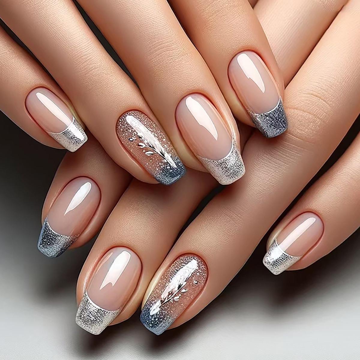 Medium Length Pearlescent Glitter Glossy Ballerina Nails - Simple European & American INS Style.
Medium Length Pearlescent Glitter Glossy Ballerina Nails - Simple European & American INS Style.