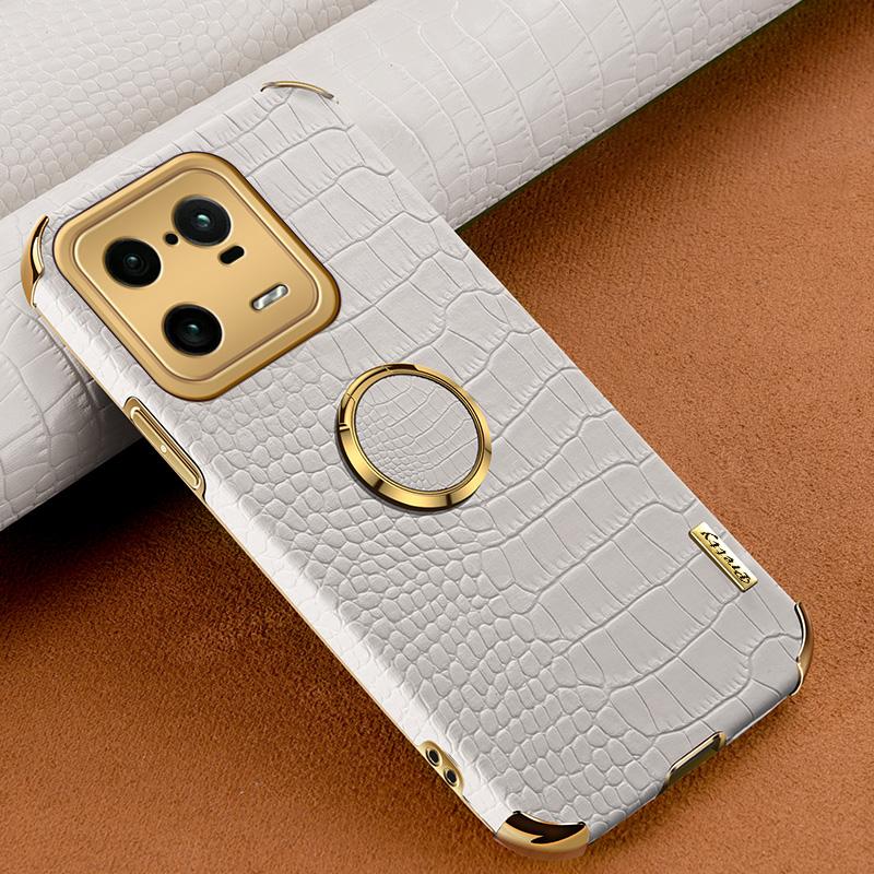 For Xiaomi 13 Pro 5G Ring Kickstand Electroplating Phone Case Well-protected Crocodile Texture PU Leather Coated TPU Cover White
For Xiaomi 13 Pro 5G Ring Kickstand Electroplating Phone Case Well-protected Crocodile Texture PU Leather Coated TPU Cover White