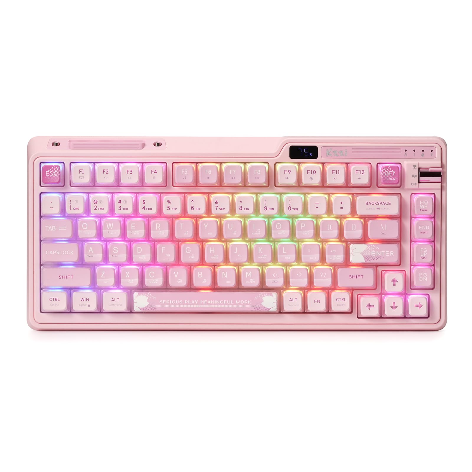 KZZI K75 PRO RGB 75% Wireless Gasket Mechanical Keyboard, Triple Mode Bluetooth 5.02.4GUSB-C 82 Keys Hot Swappable Gaming Keyboard wKnob & Power
KZZI K75 PRO RGB 75% Wireless Gasket Mechanical Keyboard, Triple Mode Bluetooth 5.02.4GUSB-C 82 Keys Hot Swappable Gaming Keyboard wKnob & Power
