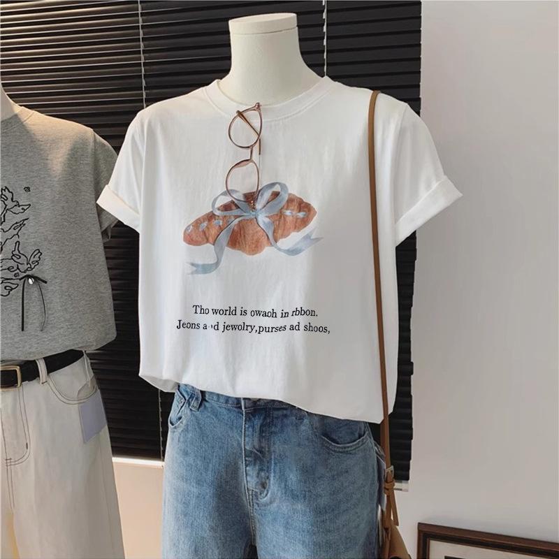 Dongdaemun spring niche age-reducing round neck lace-up bow print loose versatile short-sleeved T-shirt top S
Dongdaemun spring niche age-reducing round neck lace-up bow print loose versatile short-sleeved T-shirt top S