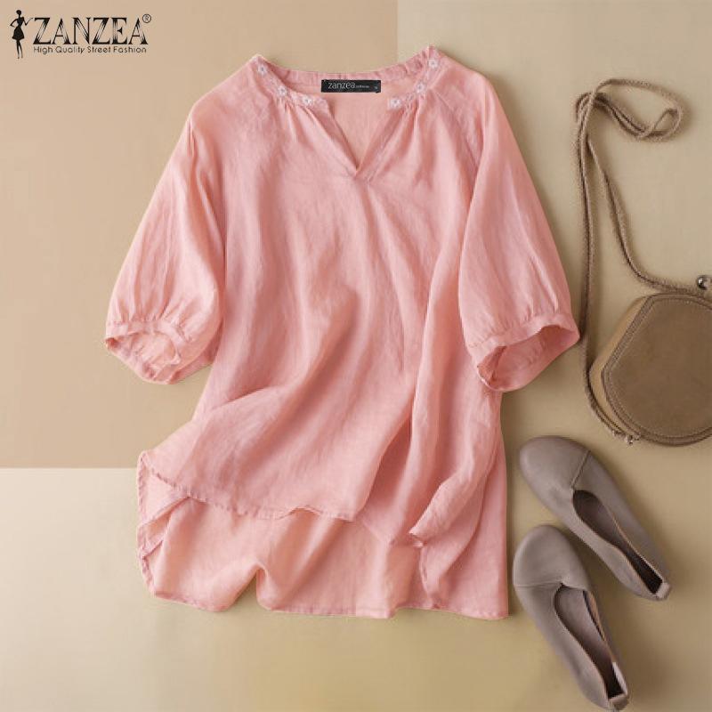 ZANZEA Лето Повседневная вышивка V-образный вырез с коротким рукавом Женская блузка
ZANZEA Лето Повседневная вышивка V-образный вырез с коротким рукавом Женская блузка