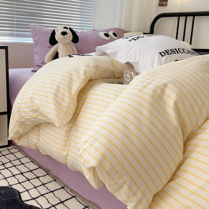 Pure Cotton Striped Four Piece Bedding Set Bed Sheet Fitted Sheet All Season Bed Linen Soft Comfortable Durable Cotton Bedroom Essentials 1.8m жовтий
Pure Cotton Striped Four Piece Bedding Set Bed Sheet Fitted Sheet All Season Bed Linen Soft Comfortable Durable Cotton Bedroom Essentials 1.8m жовтий