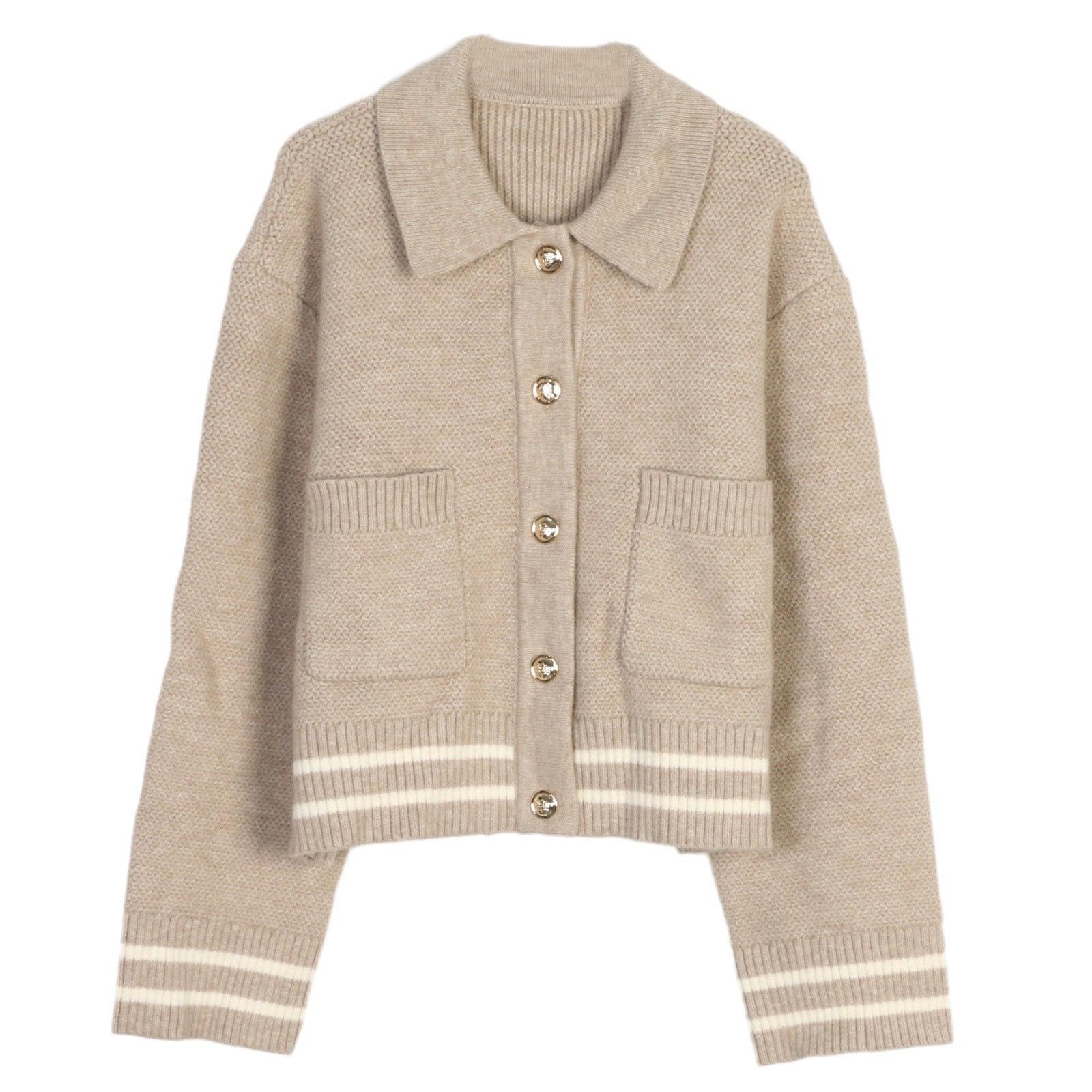 French Knit Cardigan with Turn-Down Collar & Gold Buttons - 2024 Autumn/Winter Women s Sweater Coat L
French Knit Cardigan with Turn-Down Collar & Gold Buttons - 2024 Autumn/Winter Women s Sweater Coat L