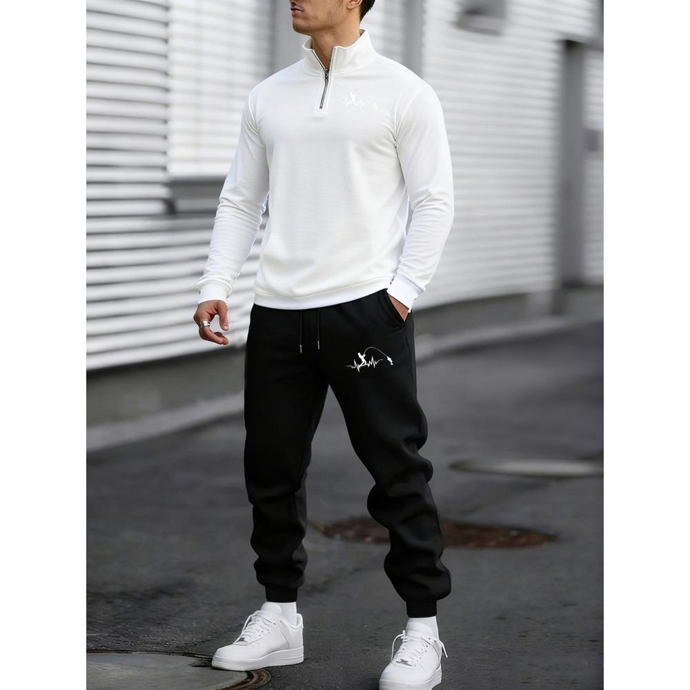 Heartbeat Line Print Men s Zipper Sweatshirt Pants 2 Piece Set, Casual Sports Autumn Winter Plush New Style S
Heartbeat Line Print Men s Zipper Sweatshirt Pants 2 Piece Set, Casual Sports Autumn Winter Plush New Style S