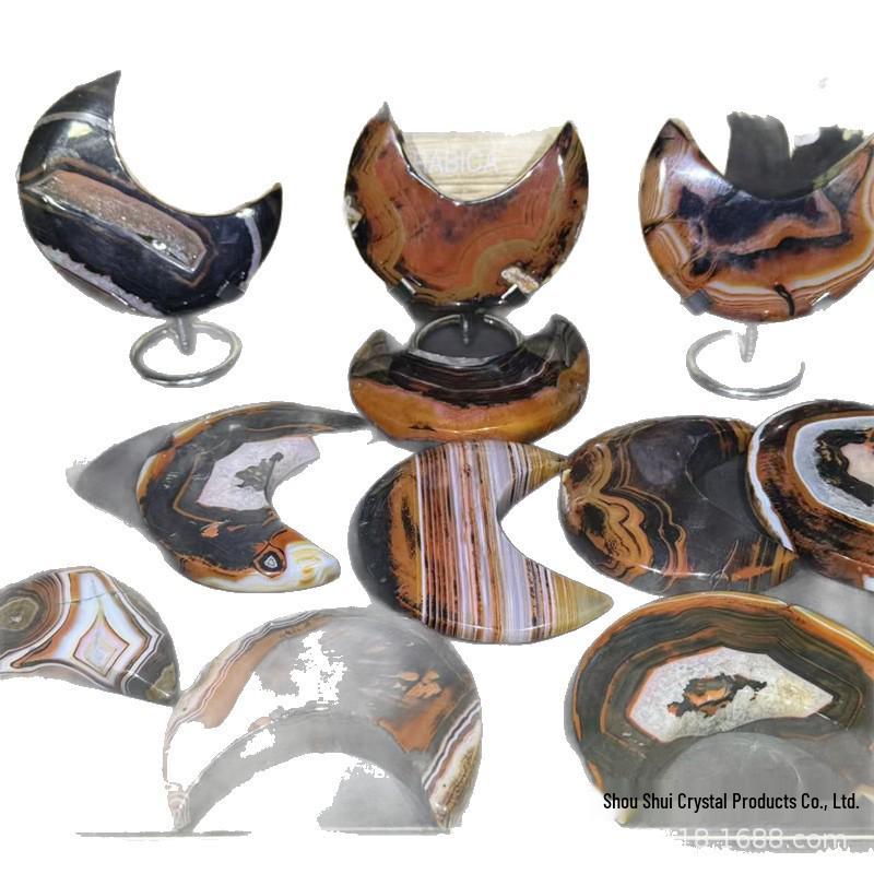 Silk-Wrapped Agate Moon Polished Ornament for Living Room or Office Decor
Silk-Wrapped Agate Moon Polished Ornament for Living Room or Office Decor