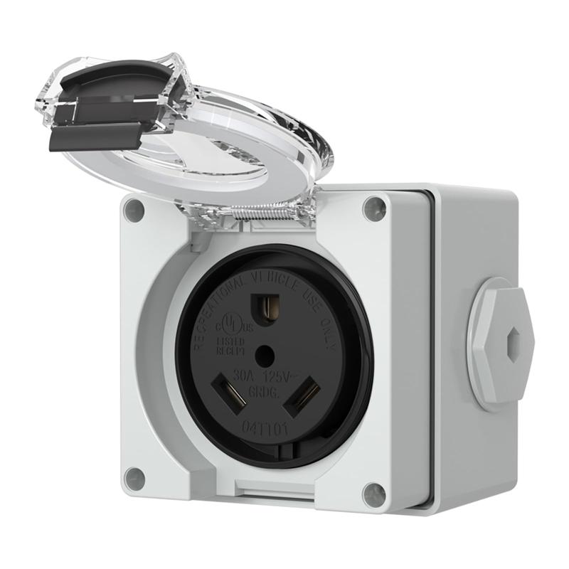 NEMA TT-30R Receptacle 125 Volt, 30 Amp Power Outlet Box Outdoor Dustproof Weatherproof For Electric Vehicles
NEMA TT-30R Receptacle 125 Volt, 30 Amp Power Outlet Box Outdoor Dustproof Weatherproof For Electric Vehicles
