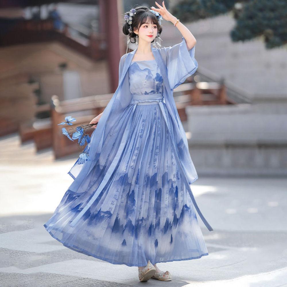 Модифицированный комплект из трех предметов Hanfu в стиле китайской династии Сун с подтяжками и юбкой
Модифицированный комплект из трех предметов Hanfu в стиле китайской династии Сун с подтяжками и юбкой